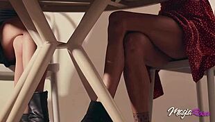 a girls date - 2 girls had sex in a restaurant and fuck the waiter