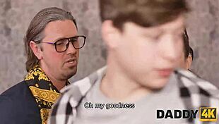 Clothes off, dick in - beautiful brunette girlfriend with big natural tits in stockings.