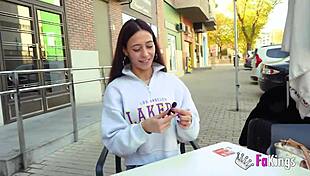 Petite Sofia Sweet squeezes 10-inch cock hard.