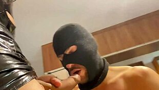 Trans guy masturbates before anal fucking