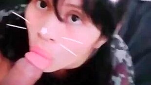 Dark Mexican Cat-Eared Girl Gets Fucked Deliciously