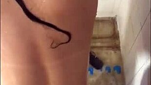 i licked my girlfriend's natural tits and sucked big cock in shower with interracial assfucking