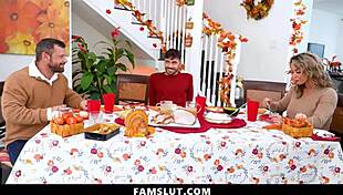 Stepfamily has intense threesome with Nade Nasty cumming on faces.