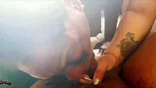 squirting on ebony milf with monster cock 😍