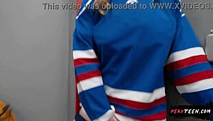 big ass teen seduces cameraman with blowjob in locker room