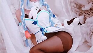 Asian Cosplay Star Rinka Okita Participates In Jerk Off Challenge Wearing Cute Costumes And Heels For Horny Game Part 1
