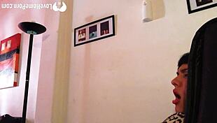 brunette slut teases solo masturbation on webcam in thong