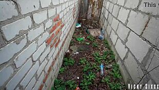 Whoa, she gave me a real fast risky blowjob behind the garages, filled her mouth with cum, and I made her swallow it all 😏