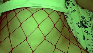 Soft petite redhead uses monster toy in bedroom close-up