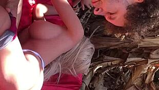 Intimate scene with sex toy outdoors.