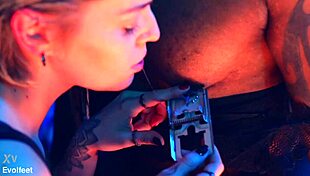 intriguing heel play and foot domination with sucking and spitting