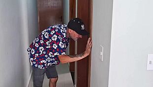 I, as an old man, entered the bathroom with this submissive young redhead