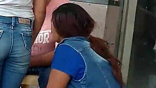 Two rich asses spied on in the fruit center