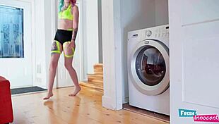 fresh and innocent petite 18+ babe gets nailed in the ass while stuck in the washing machine