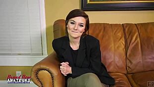 Kylie, the short-haired brunette, eagerly sucks and swallows massive cock