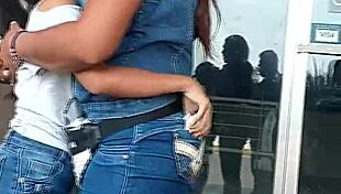 Two rich asses spied on in the fruit center