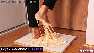 Ivanka's Foot Stuck Fetish - Perfect Soles Crush Gooey Glue Trap