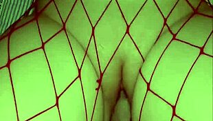 Soft petite redhead uses monster toy in bedroom close-up