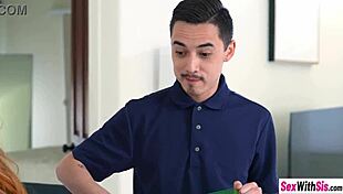 two horny teens spank and fuck pussy hardcore with monster cock before school