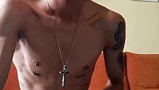 Tattooed Guy With Huge Cock Gets Off Watching Spanish Porn, Stroking His Monster Dick.