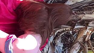 Intimate scene with sex toy outdoors.