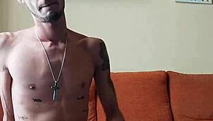 Tattooed Guy With Huge Cock Gets Off Watching Spanish Porn, Stroking His Monster Dick.