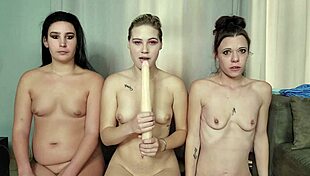 3 gag whores deepthroat on a dildo until they and gag blowjob with choking