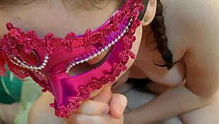 Masked Student Gives Cute Blowjob In Homemade Missionary Sex!