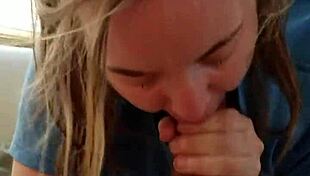 Blonde Sucks Hung Stud Until He Explodes