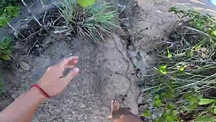 Brazilian babe flashes tits and ass naked, then gives blowjob to big cock in mid-air paragliding accident with unexpected fetish ending.