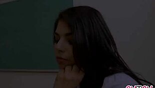 Hot For Coed Ms Deville Charms With Her Natural Tits, Big Pussy Lips, And Clit During Muff Diving!