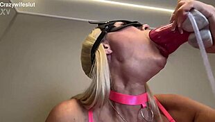 CrazyWifeSlut Knot Dildo Fantasy Both Holes Stuffed And Creampied With Huge Monster Cock Action