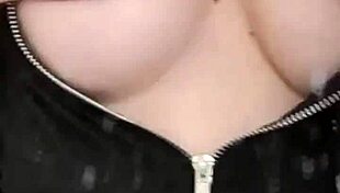 Curvy tall teen Elza Kom in sexy nylon uses dildo with braces and heels