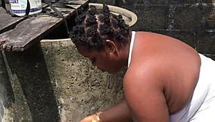 Whoa, this real outdoor Naija homemade porn with lingerie and natural tits is wild! 🌳🍑