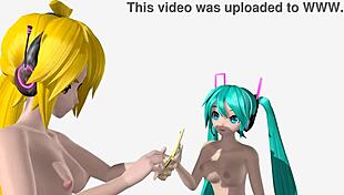 hatsune miku teto and neru triple baka project diva nude mod full nude