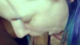 Nasty slut giving sloppy blowjob to big black cock 😈