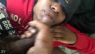 Ebony Woman Sucking Black Cock to Cum