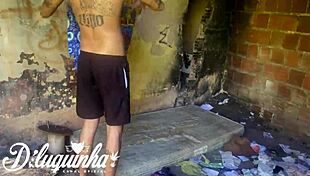 fucking the naughty tattooed woman in a risky public place with squirting orgasm, almost caught by homeless.