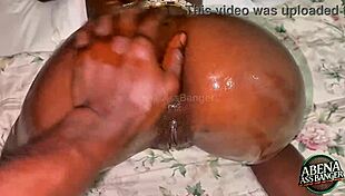 Step-brother fucks creamy pussy doggystyle, cums on ass