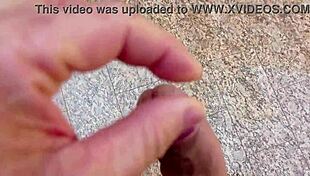 Brazilian amateur guy masturbates his huge cock solo in the garage and shoots an enormous load.