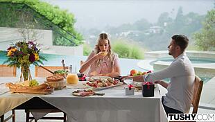 tushy anal-curious hottie haley and hubby play with toys