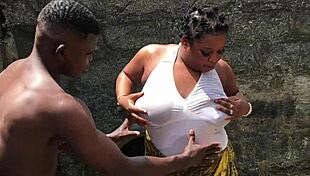 Whoa, this real outdoor Naija homemade porn with lingerie and natural tits is wild! 🌳🍑
