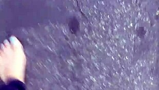 Dirty Calloused Barefoot Soles of Amateur Fetish Model in Feet Worship Scene