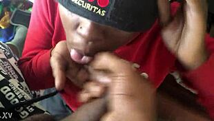Ebony Woman Sucking Black Cock to Cum