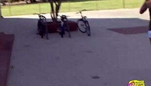 this inked blonde seduces a cyclist with a dildo 😈