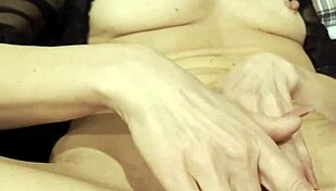 Mature european woman reaches orgasm through close-up masturbation