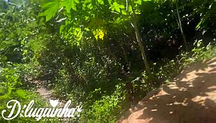 Fucking that naughty woman outdoors, almost caught by homeless.