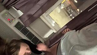 blowjob in hotel window with big cock