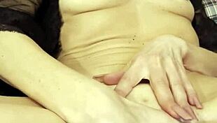 Mature european woman reaches orgasm through close-up masturbation