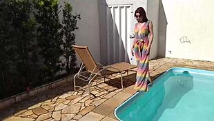 Passionate Pool Fuck with Big Tits and Anal Creampie